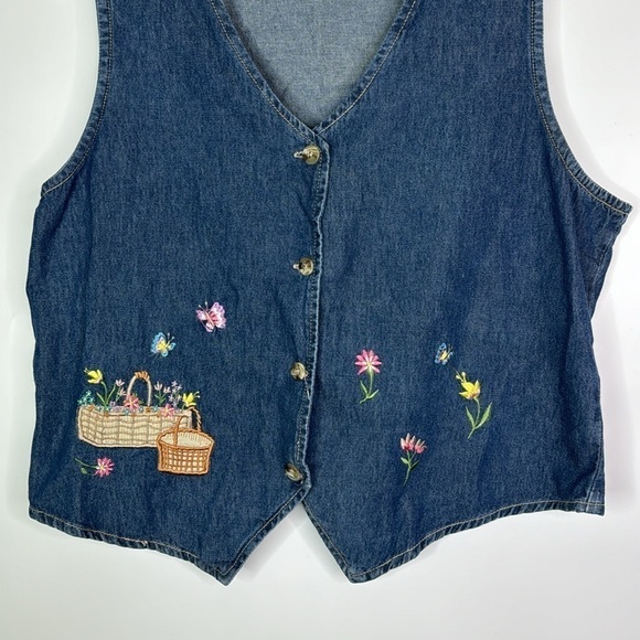 Vintage Basic Editions Spring Floral Butterly Button Cottagecore Vest Size Large - Picture 3 of 8